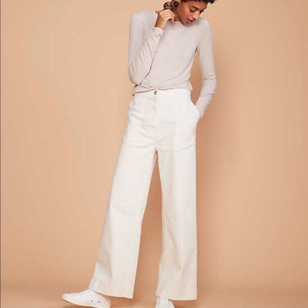 Lou & Grey brushed stretch twill wide leg utility pant